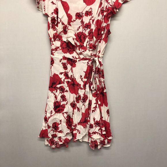 Free People Women Floral Print Ruffled Wrap Dress Size Small B234 -16 - Picture 8 of 12